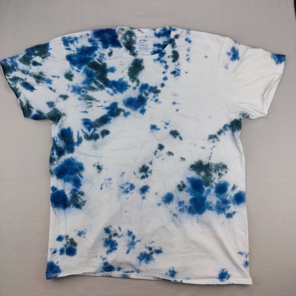 Gildan T-Shirt Mens Large Blue Tie‎ Dye Short Sleeve Crew Neck Cotton Casual Tee